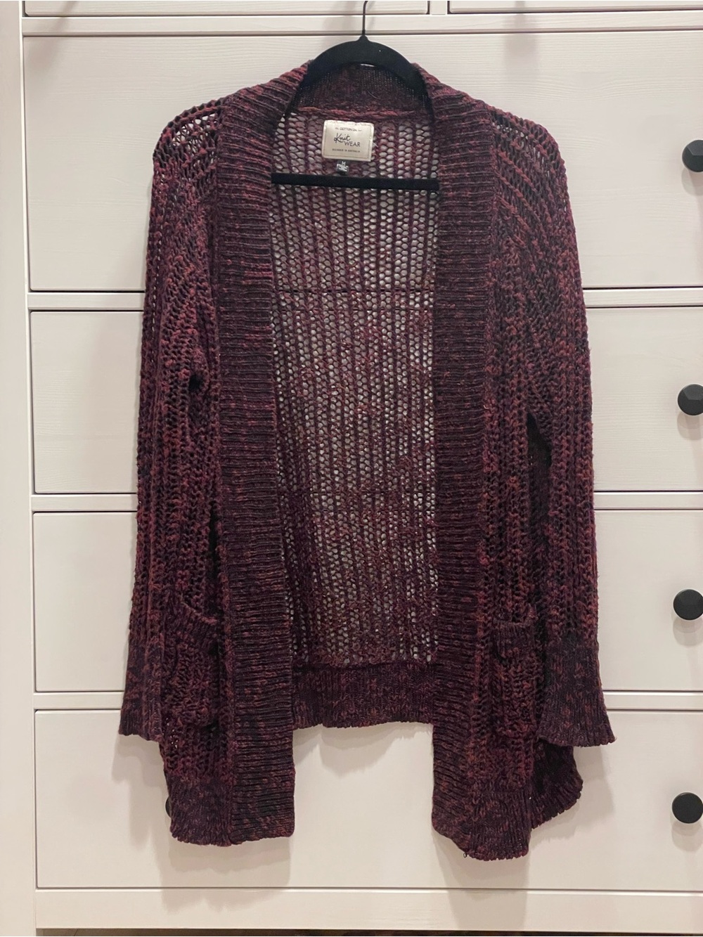 Cotton On Marled Wine Open-Front Knit Cardigan